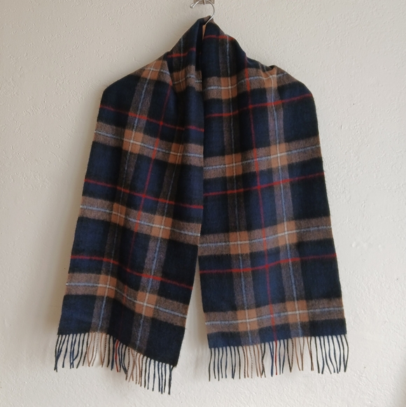 Men's Jos. A. Bank 100% Cashmere Navy and Brown Plaid Scarf